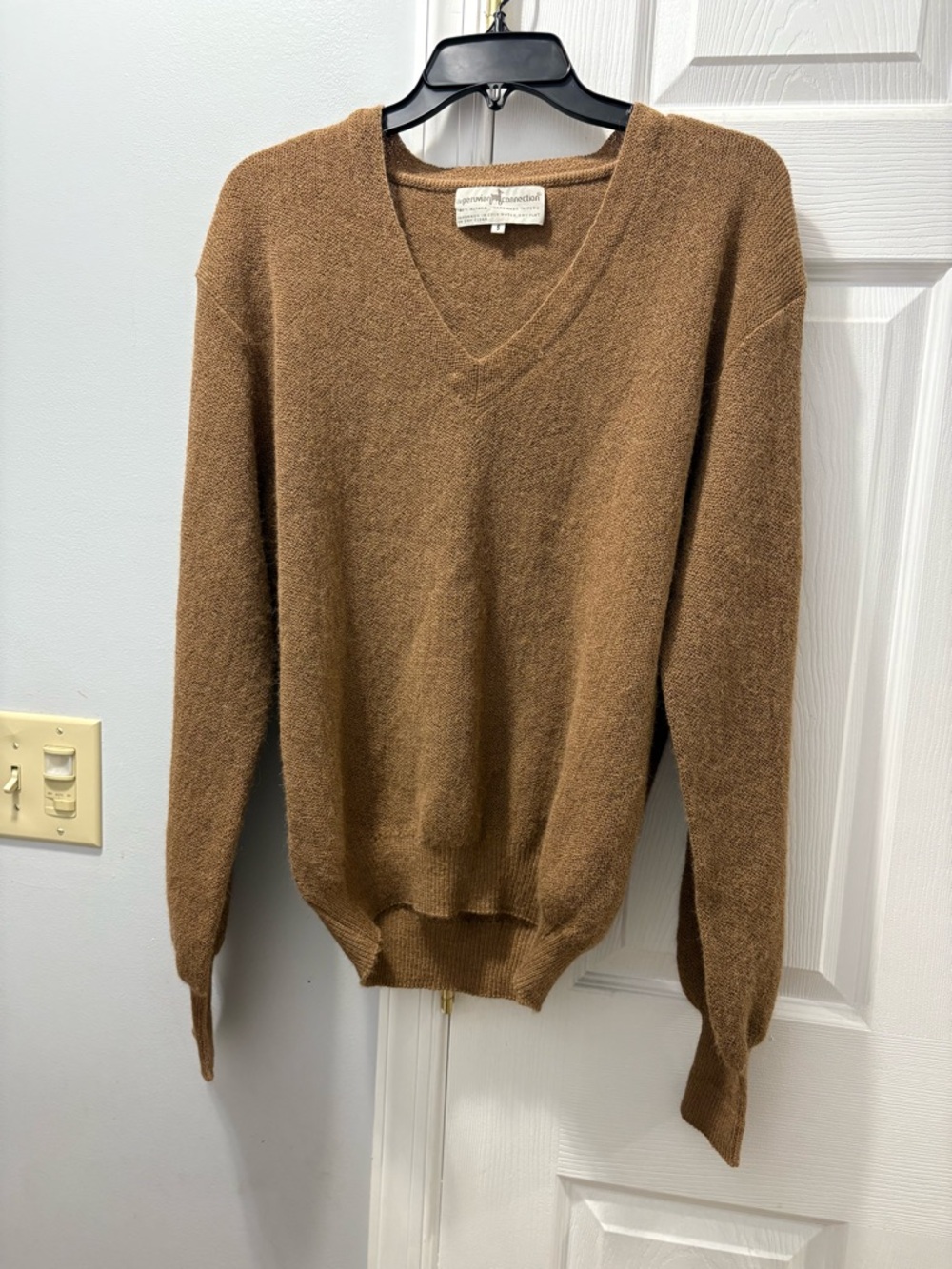 Peruvian Connection 100% Alpaca V-Neck Sweater In Tan